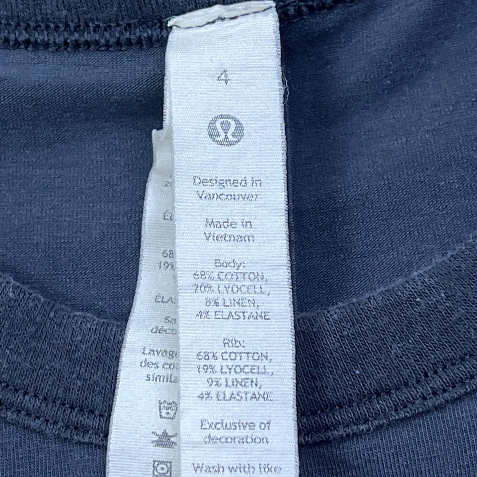 Camiseta Lululemon Calce Clásico Mezcla Algodón 4 Negra Neutra Básica Crew Tee W3FGDS Foto 2 de 4