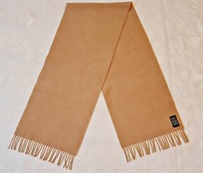 SCARF SCOTLAND VINTAGE HIGHLAND CASTLE SOLID BEIGE LAMBSWOOL MEN'S FRINGE