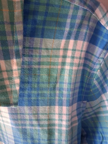 Camisa Talbots Azul Aqua Metálica A Cuadros Abotonada Nueva Con Etiquetas Talla L - Imagen 2 de 6