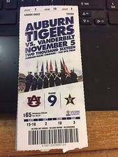 2016 AUBURN TIGERS VS VANDERBILT COMMODORES COLLEGE FOOTBALL TICKET STUB 11/5