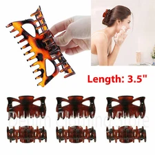 Lot of 6 Women TORTOISE Large Hair Claw Clips Claws 3.5" Jaw Grip Thick Hair 