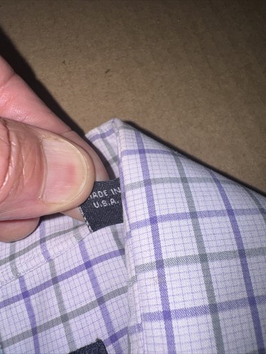 Burberry “London” Purple Check French Cuff Spread Collar Made In USA Dress Shirt - Picture 3 of 12