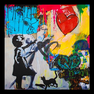 Ausstellungstück!Trouble with Balloon 110x110 Pop Art/Leinwand/Street Art