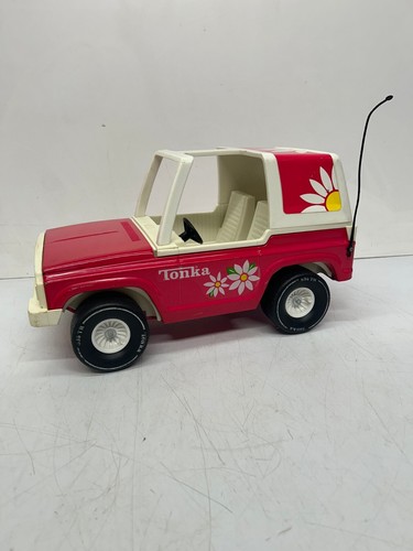 Vtg c1970s Tonka Barbie Bronco Jeep Pink Daisy Flowers Toy Car Metal - Picture 9 of 19