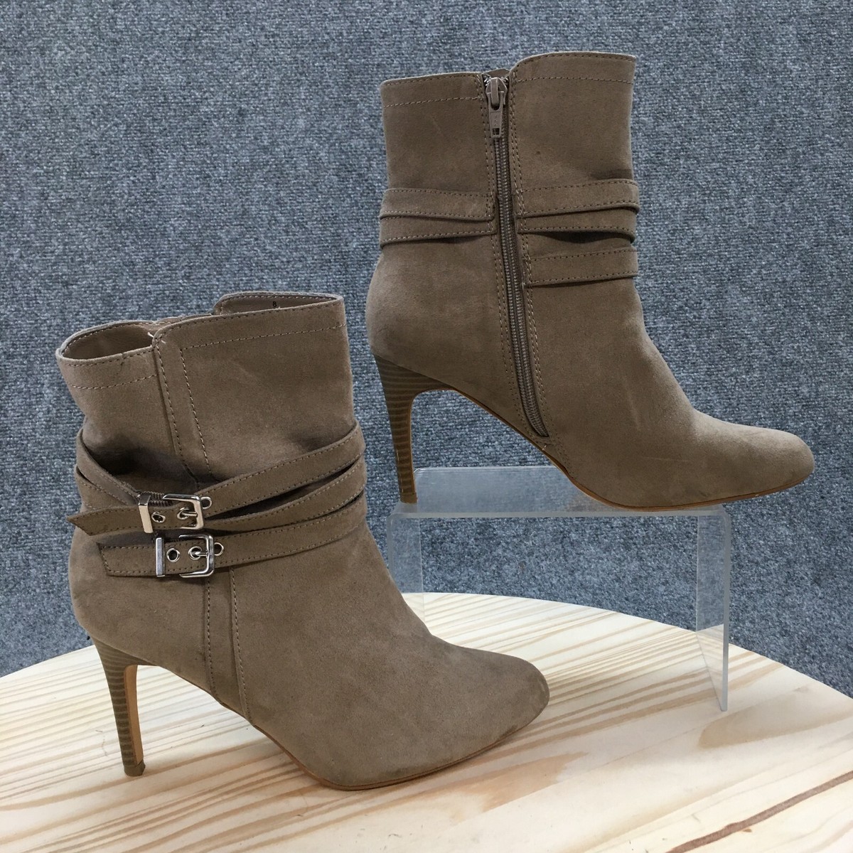 Express Boots Womens Casual Comfort Side Zip Heeled Ankle Bootie