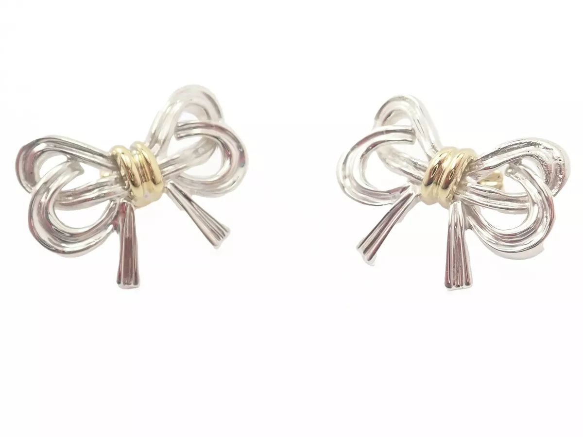 TIFFANY & Co.Bow Ribbon Earrings K18YG 750 Yellow Gold Accessory Jewelry |  eBay