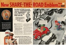 1940 Shell Gas Share The Road Screwdriver Screwjay centerfold Vintage Print Ad