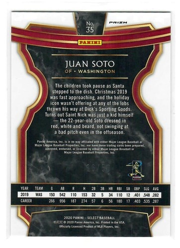 Panini Select Prizm 2020 blanco/50 Juan Soto #35 - Imagen 2 de 2