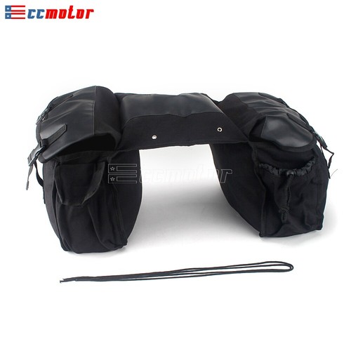 Black Motorcycle Side Saddle Bags Panniers Pouch Luggage Storage Tool Bag Canvas - Picture 3 of 9