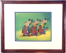 🟣 Three Caballeros Painted Production Cel Disney Donald Duck Courvoisier  1942