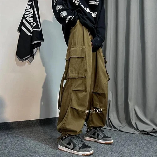 Mens Loose Wide Legs Overalls Casual Trousers Streets Baggy Cargo Pants Hip Hop - Bild 16 von 26