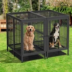 XXXL Giant Dog Crate Raised Pet Dog Cage Kennel Double Door Tray Divider Playpen