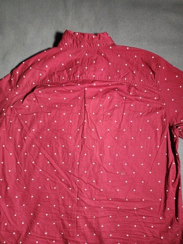 American Eagle Shirt Mens XL Red White Dots Button Up Short Sleeve Collared - Picture 16 of 18