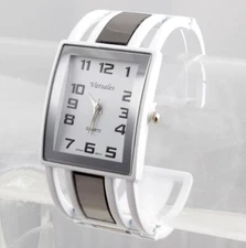 Pure White Rectangle Cuff Watch with 12 numbers