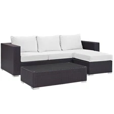 Modway Convene 3 Pc Outdoor Sofa Set, Espresso White - EEI-2178-EXP-WHI-SET