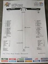 EURO 2000 FOOTBALL France v Portugal SEMI Official Press Half Time Report *RARE*
