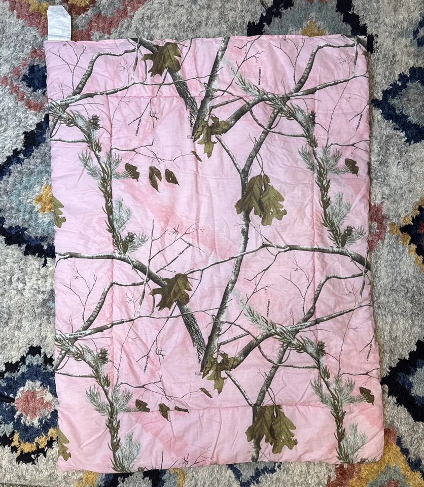 Manta de cuna Realtree vintage rosa camuflaje ropa de cama bebé niño 47x35 Foto 2 de 4