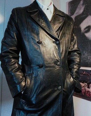 Original Petroff Leather Double-Breasted Vintage Trench Coat