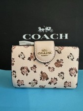 NWT Coach Medium Corner Zip Wallet With Rosette Print Blush Multi