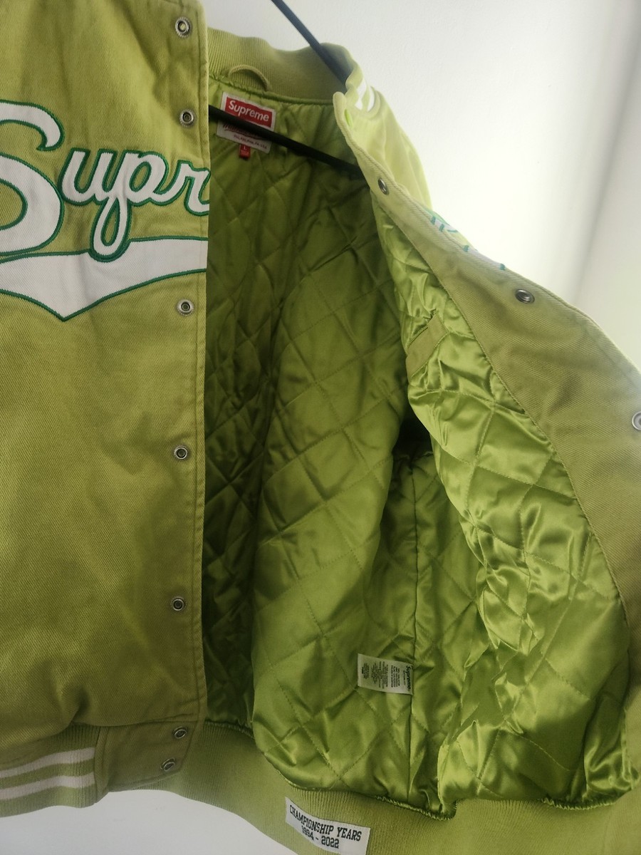 FW22 Supreme x Mitchell & Ness Doughboy Twill varsity jacket Green