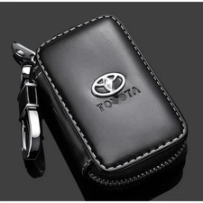 Cowhide Leather Car Key Case Bag Keychain Remote Key Fob Cover for Toyota