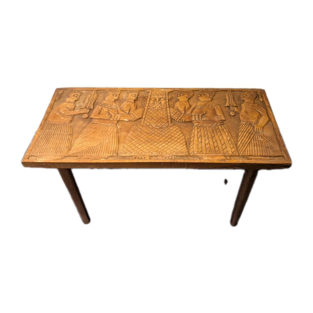 African Tribal Art Wooden Table Carved Benin Stand Side Table Vintage L35