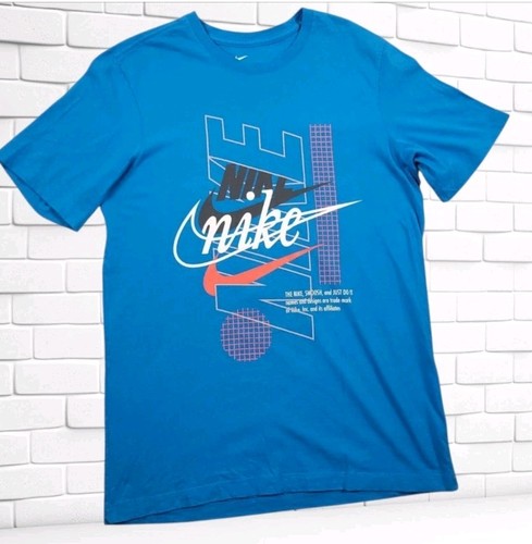 Nike T-Shirt The Nike Tee Swoosh Herren XL Extra Large Blau Grafik Kurzarm