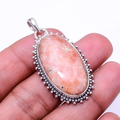 Golden Sunstone 925 Sterling Silver Bali Pendant 1.95'' P47, Christmas Gift