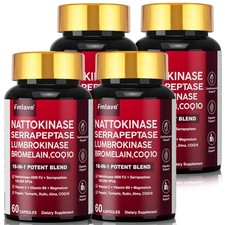 4 pack Nattokinase 4000FU-18-in-1 Vascular  Digestive Support Complex 240 Caps