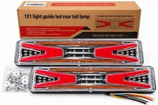 2pcs 131 Led Light Guide Truck Trailer Tail Lights 12-24v Rear Brake Turn Signal