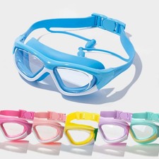 High-def Kids Swimming Goggles for Boys  Girls, Anti-fog, Large Frame, Silicone