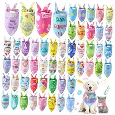 50 Pcs Easter Dog Bandanas Bulk with Sayings Holiday Dog Bandanas Triangle
