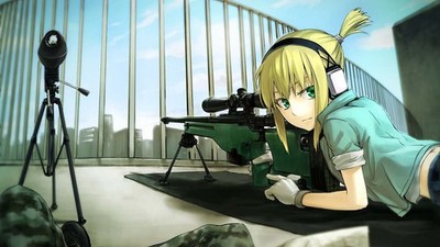 Anime sniper rifle girls accuracy international arctic Custom Gaming Mat Desk