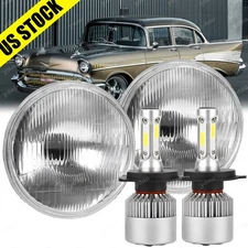 Pair FOR 1955-1957 Chevy Bel Air7" Inch Round LED Headlights Hi/Low Sealed Beam