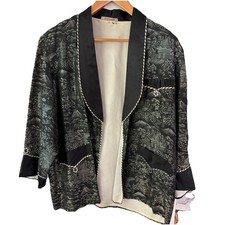 Vtg Japanese Smoking Dinner Jacket Black Medium Pockets Made In Japan