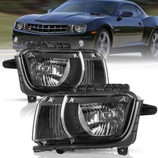 For 2010-2013 Chevy Camaro Headlights Pair Halogen Black Housing Clear Reflector