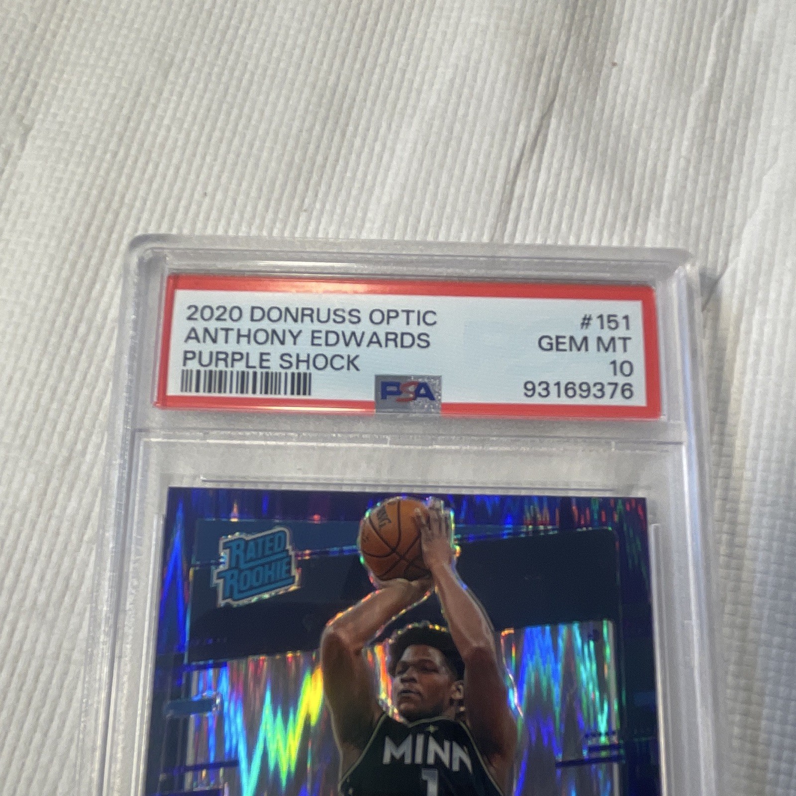 Panini Donruss Optic Rated Rookie Anthony Edwards #151 Purple Shock Prizm PSA 10 view 5