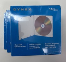Dynex Clear Slim CD/DVD Cases 10 Pack New Sealed 30 Total Cases Condition