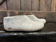 Glerups Shoe Gray Wool Slipper With Leather Bottom - EU Size 43
