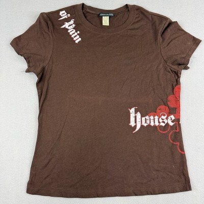 House of Pain Graphic T Shirt Womens Large Brown Y2K Grunge Baby Tee