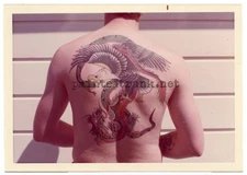 original vintage 1970s danny fowler virginia VA tattooed man2 tattoo photo 3.5x5