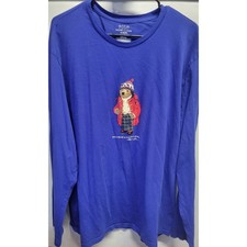 Polo Ralph Lauren Sleepwear Pajama Set Blue XL TG Bear Print Long Sleeve