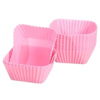 18 StüCk BackföRmchen FüR Cupcakes,Quadratische MuffinföRmchen,7Cm,Rosa