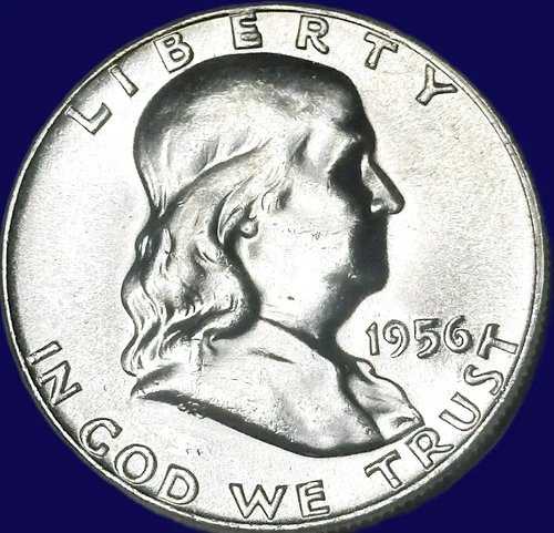 1956 FRANKLIN HALF 50 CENTS ~ U.S. SILVER COIN ~ CHOICE BRILLIANT UNCIRCULATED