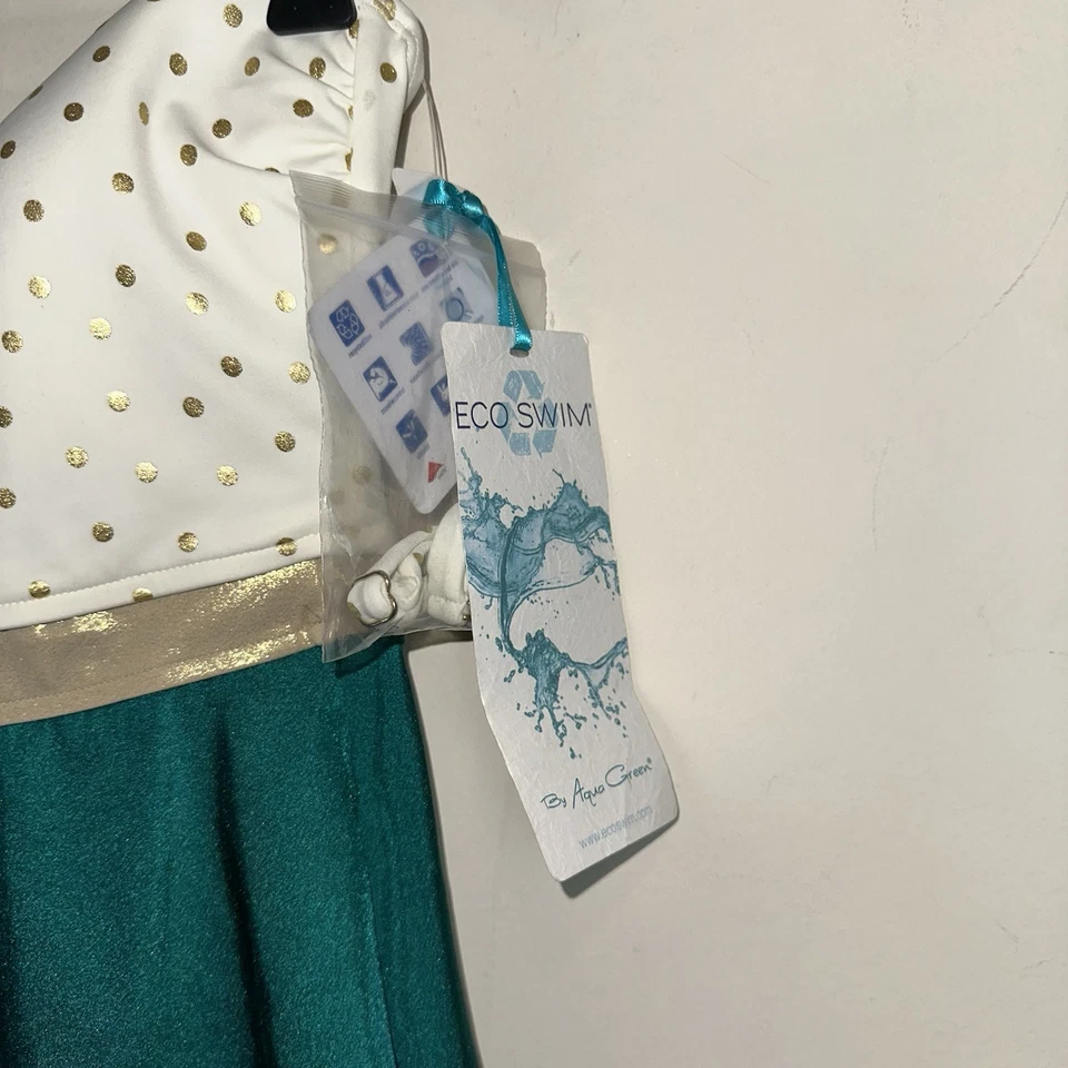 Tankini Eco Swim By Aqua para mujer talla 8 verde con corbata lunares dorados vacaciones Foto 4 de 4