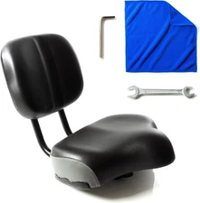 Bike Seat w/ Backrest Extra Wide Padded Saddle,Tools & Microfiber Cleaning Cloth