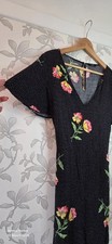 George. Tea Dress, Black, Polka Dot & Floral Print, Size 18