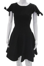 Yves Saint Laurent Women Fit & Flare Black Short Sleeve Dress Size S