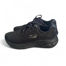 Skechers Womens Air-Cooled Arch Fit Mesh Athletic Walking Shoe Black Sz 8.5