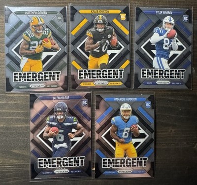 5 Card RC Lot - 2025 Prizm Football Emergent Insert - Golden, Warren, Hampton +